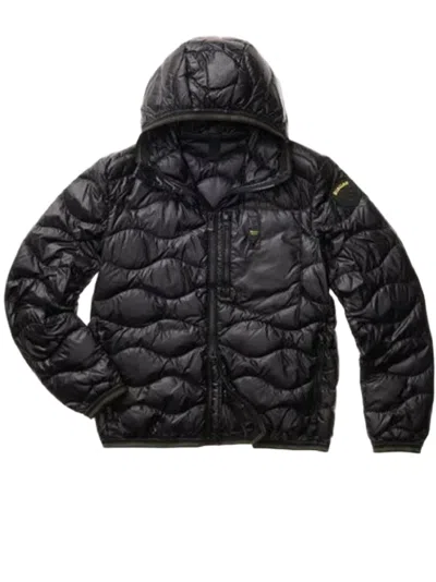 BLAUER QUILTED CASUAL BLACK JACKET WITH FUNCTIONAL DETAILS
