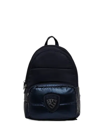 Blauer Quilted Crystal-embellished Backpack In Blue