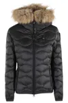 Blauer Quilted Down Coat With Faux Fur Trim And Zippered Closure In Black