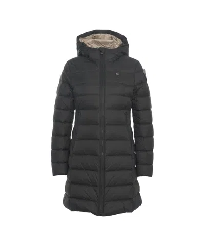 Blauer Quilted Down Coat With Integrated Hood And Two-way Zipper In Black