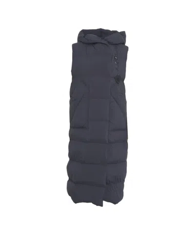 Blauer Quilted Down Gilet With Hood And Full-length Zipper In Gray