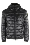 Blauer Black Wave Quilted Hooded Elastic Trim Polyester Down Jacket In Black