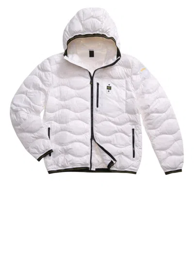 Blauer Quilted Down Jacket With Hood For Men In White