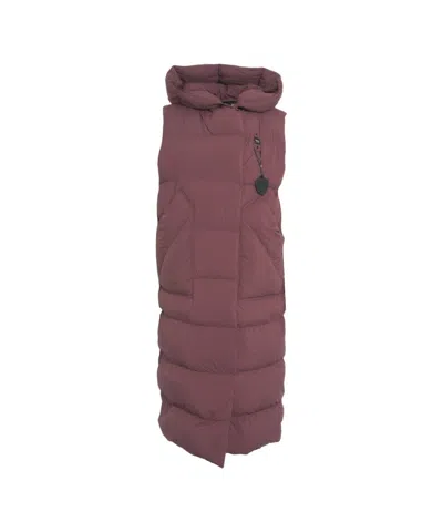Blauer Quilted Gilet With Padded Hood And Full-length Zip In Pink