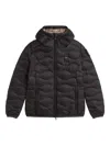 Blauer Gesteppte Kapuzenjacke In Black