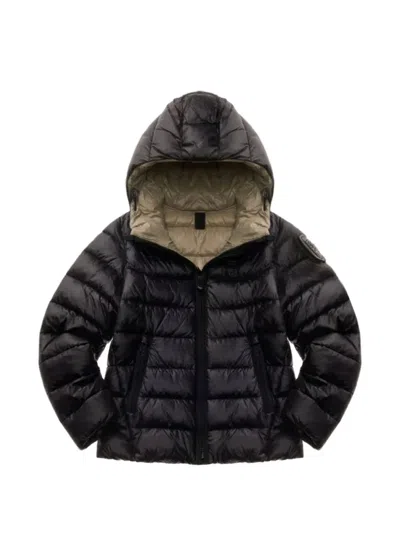 Blauer Kids' Quilted Hooded Jacket In Black