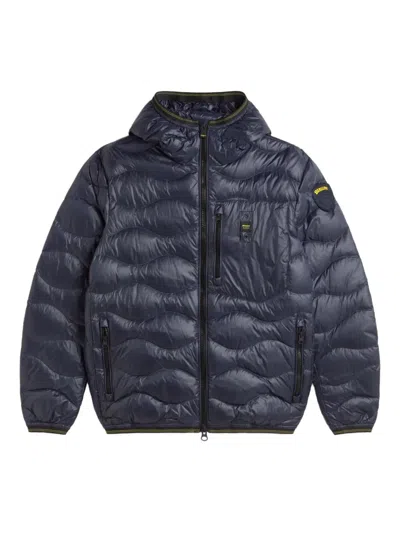 Blauer Gesteppte Kapuzenjacke In Blue