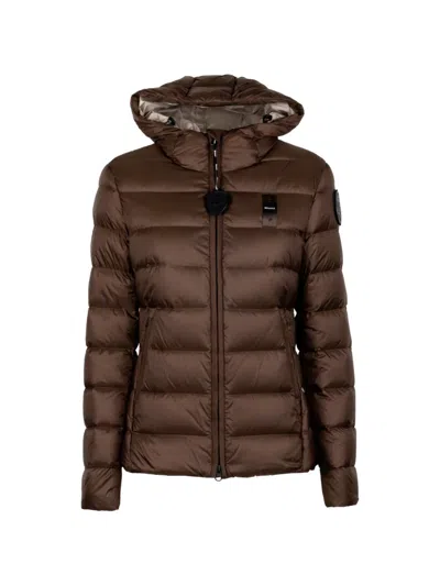 Blauer Quilted Hooded Jacket In Brown