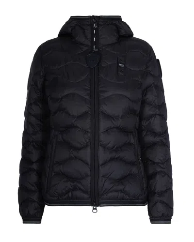 Blauer Quilted Hooded Puffer Jacket In Black