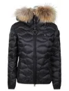 Blauer Quilted Jacket With Fluffy Fur Trim In Black