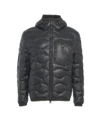Blauer Quilted Jacket With Hood And Double-slider Zipper In Black