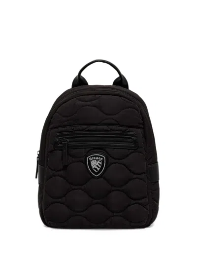 Blauer Quilted Logo-patch Backpack In Black