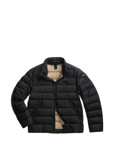 Blauer Quilted Logo-patch Jacket In Black