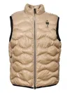 Blauer Quilted Wave-pattern Gilet In Neutral