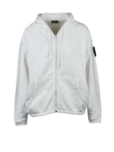 Blauer Relaxed Fit Front Zip Cotton Sweatshirt With Hood In White