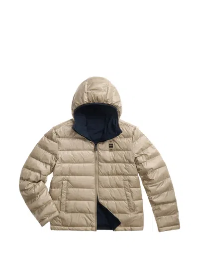 Blauer Reversible Logo-patch Hooded Jacket In Neutral