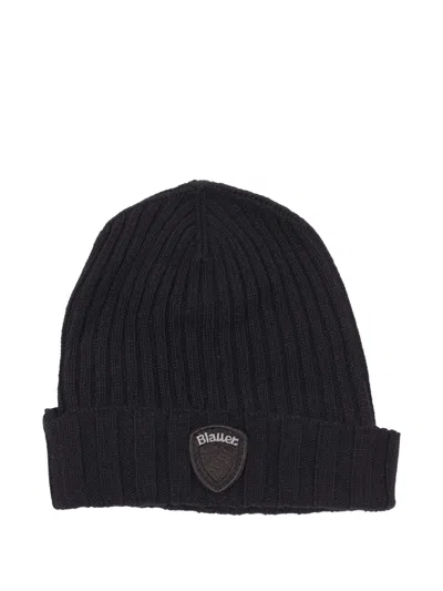 Blauer Kids' Ribbed Appliqué Hat In Black