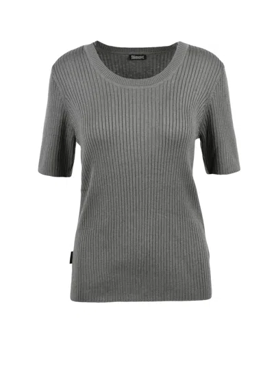 Blauer Ribbed Under-jacket Knit In Soft Sage In Grey