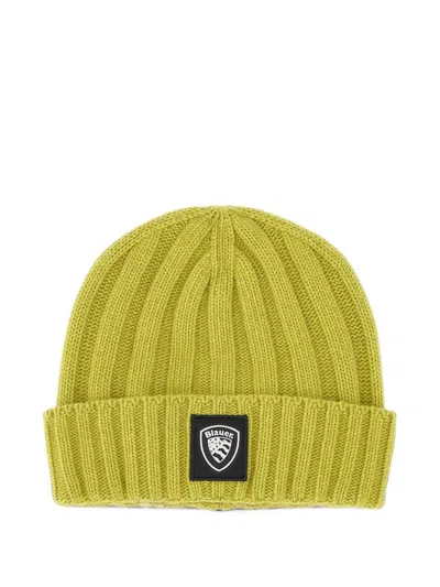 Blauer Ribbed-knit Beanie Hat In Green