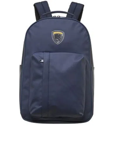 Blauer Rubber Backpack In Blue