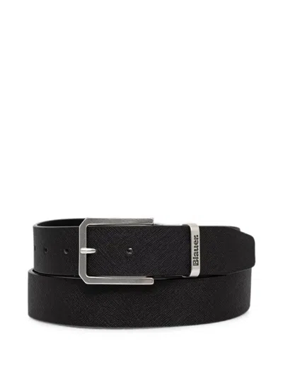 Blauer Saffiano-effect Buckle Belt In Black