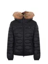 Blauer Quilted Down Coat With Faux Fur Trim And Zippered Closure In Black