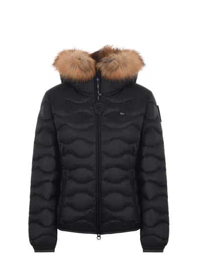 Blauer Satin Nylon Down Jacket In Black