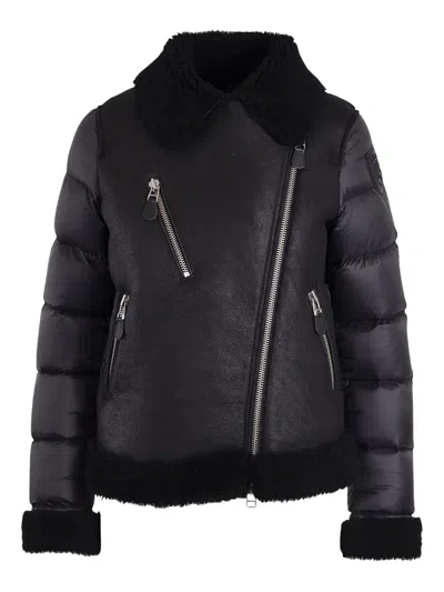 Blauer Shearling-panelled Puffer Jacket In Black