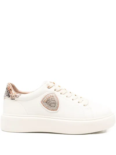 Blauer Snakeskin-detail Logo Sneakers In Neutral