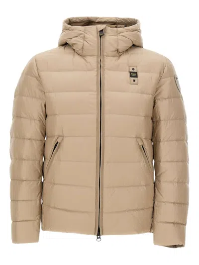 Blauer Striped Hooded Down Jacket In Brown
