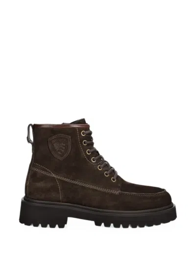 Blauer Suede Lace-up Boots In Brown