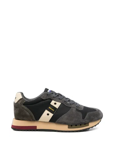 Blauer Suede-panelled Queens Sneakers In Gray