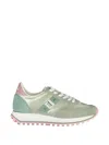 Blauer Suede-panelled Satin Sneakers In Animal Print
