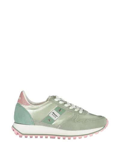 Blauer Suede-panelled Satin Sneakers In Animal Print