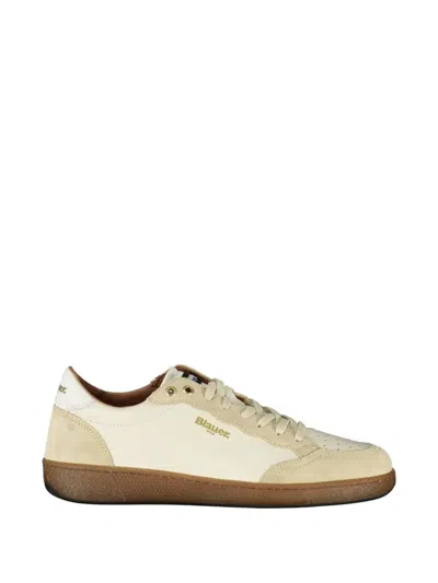 Blauer White Leather Men Sneaker In Neutral