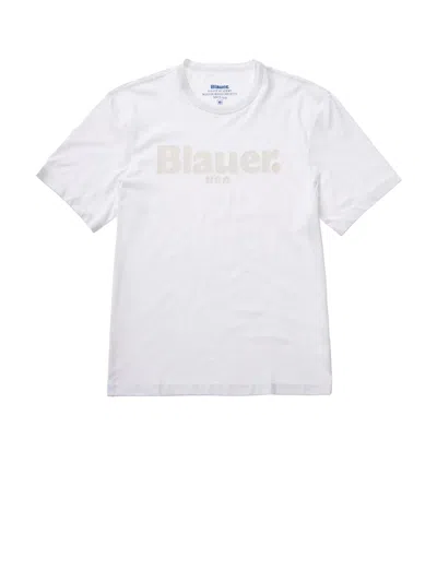 Blauer T-shirt In Bianco Ottico