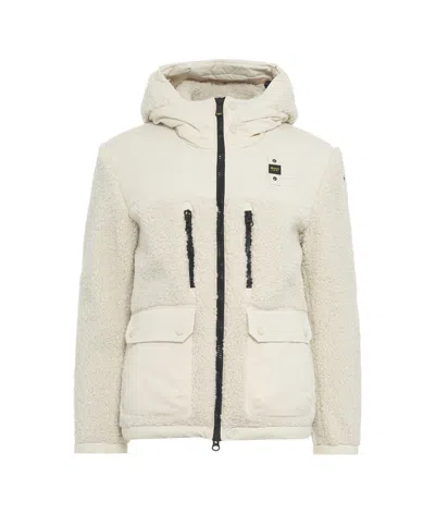 Blauer Teddy Jacket With Nylon Inserts In Neutrals