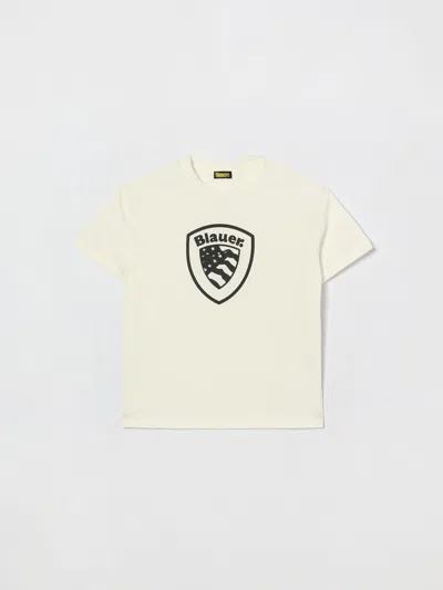 Blauer Kids' Tシャツ  ボーイ カラー イエロークリーム In White