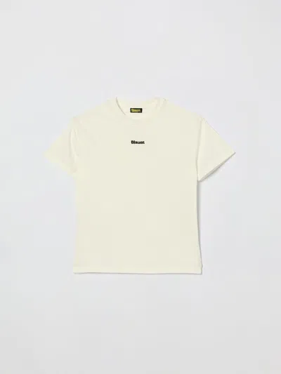 Blauer Kids' Tシャツ  ボーイ カラー イエロークリーム In White