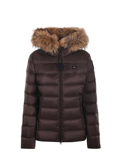 Blauer Usa Quilted Satin Nylon Down Jacket In Brown