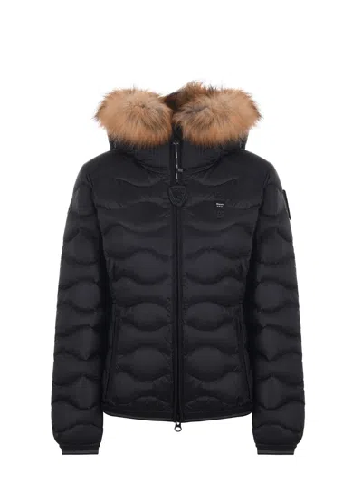 Blauer Usa Satin Nylon Down Jacket In Black