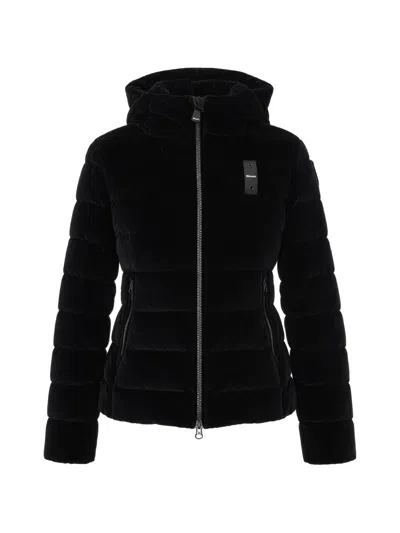 Blauer Velly Velvet-effect Hooded Puffer Jacket In Black