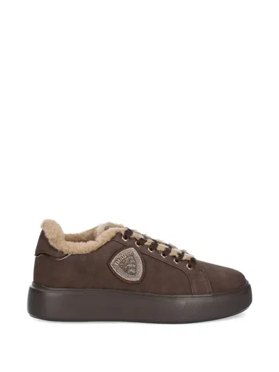 Blauer Venus Faux-fur Trim Logo-detail Sneakers In Animal Print