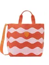 Blauer Wave-pattern Logo-patch Tote Bag In Orange