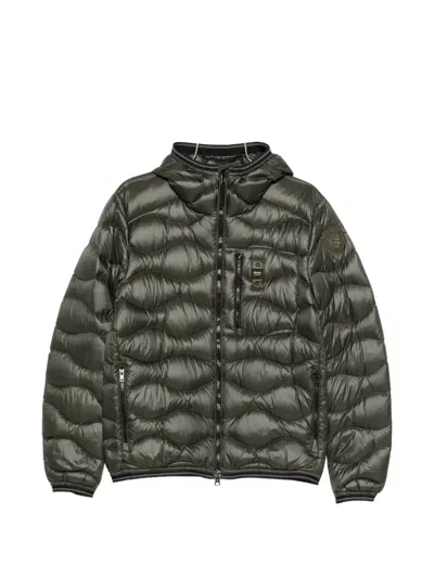 Blauer Wave-quilted Hooded Jacket In Green