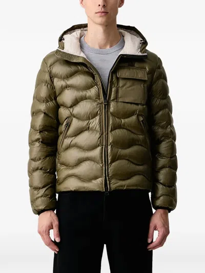 Blauer Wave-quilted Hooded Jacket In Green