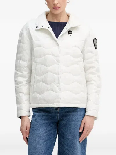 Blauer Wave-quilted Logo-patch Puffer Jacket In White