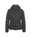 Blauer Wavy Quilted Down Jacket With Functional Hood In Black