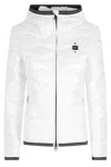 Blauer White Camelia Hooded Wave Stitching Polyamide Down Jacket In White