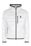 Blauer White Wave Quilted Hooded Elastic Trim Polyester Down Jacket In Multi